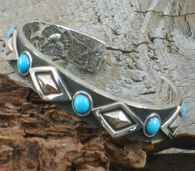 Native American Sterling Silver and Turquoise Cuff Bracelet